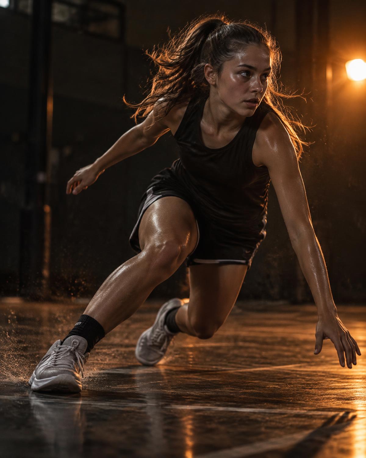 A young athlete focused during a strength session